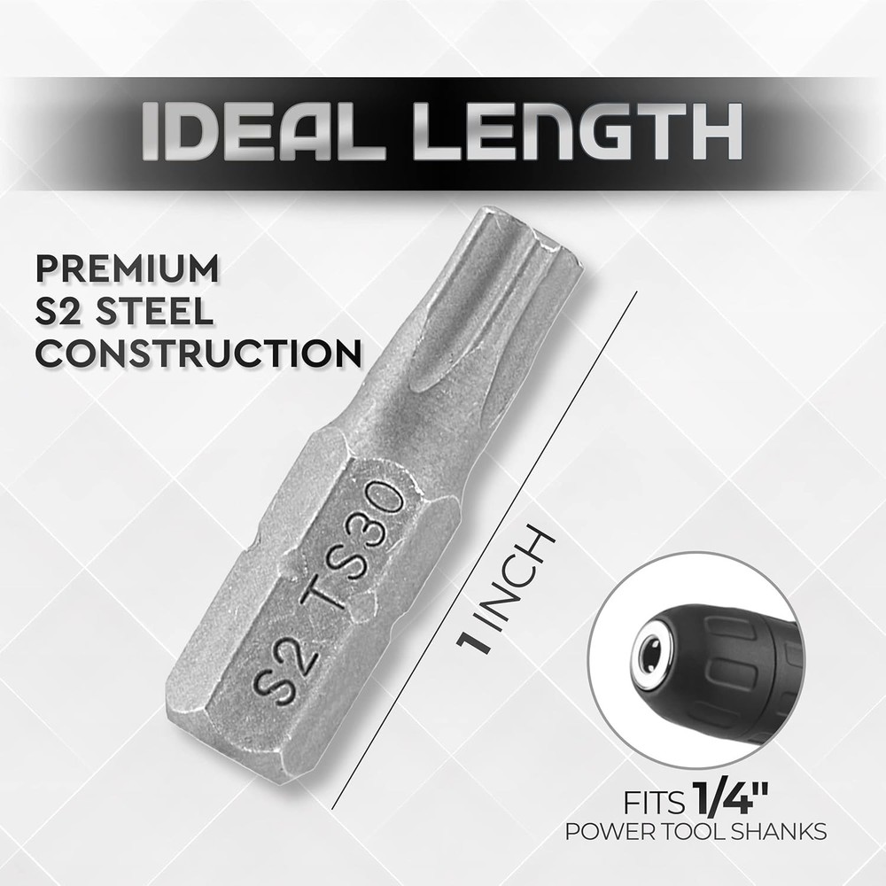 Torx plus 5-Point Tamper-Proof Security Bits - 12Pc Torx Star 5 Point, Security