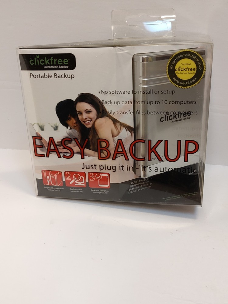 Clickfree Automatic Easy Backup 160GB External Hard Drive Portable Backup