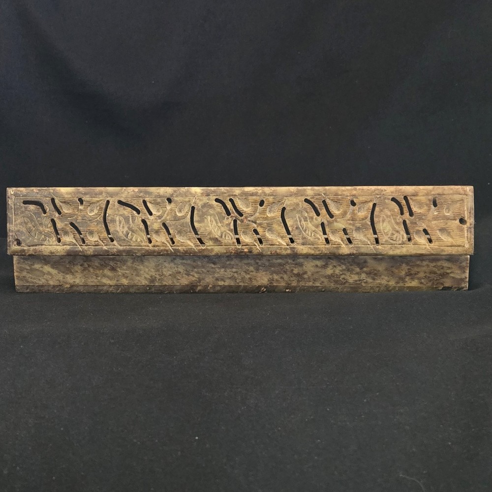 Soapstone Incense Burner Stick Holder Box Hinged Lid 10½" Long Unbranded Issues