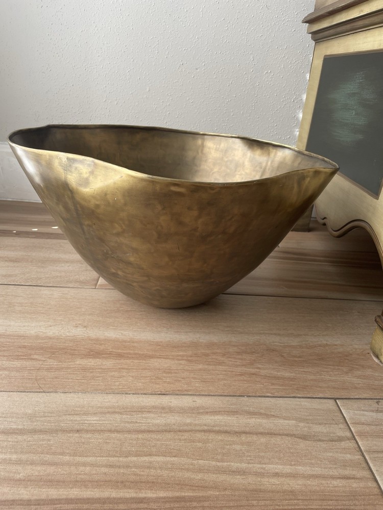 Pottery Barn Brass Large Bowl Planter Wavy Container Home Decor
