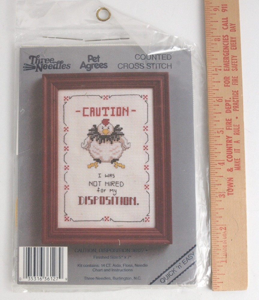 Three Needles 36127 Caution, Disposition Counted Cross Stitch Kit