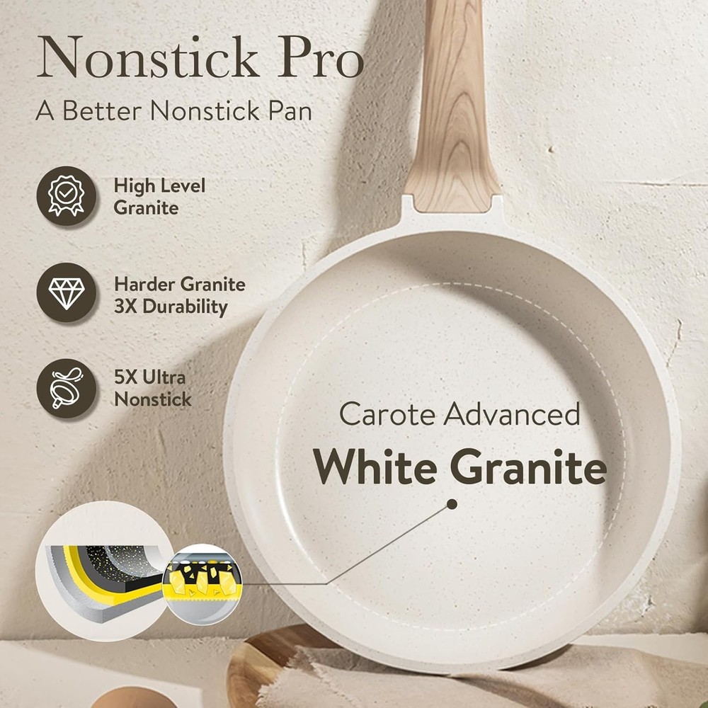 Granite Nonstick Cookware Set, 21Pcs Induction Compatible