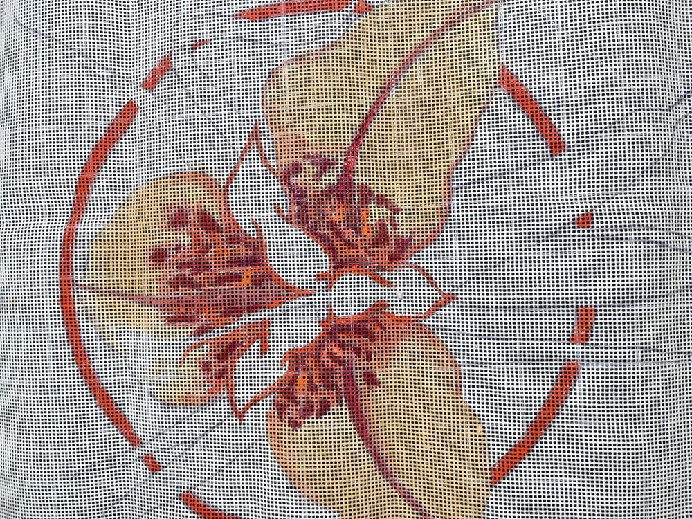 Needlepoint Canvas FLOWERS & LEAVES Hand-Painted