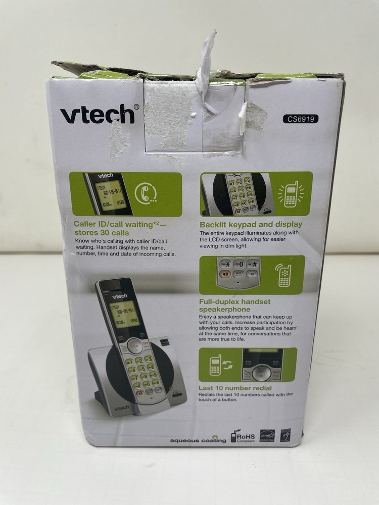 VTech CS6919 DECT 6.0 1 Handset Cordless Phone System Silver/Black Caller ID