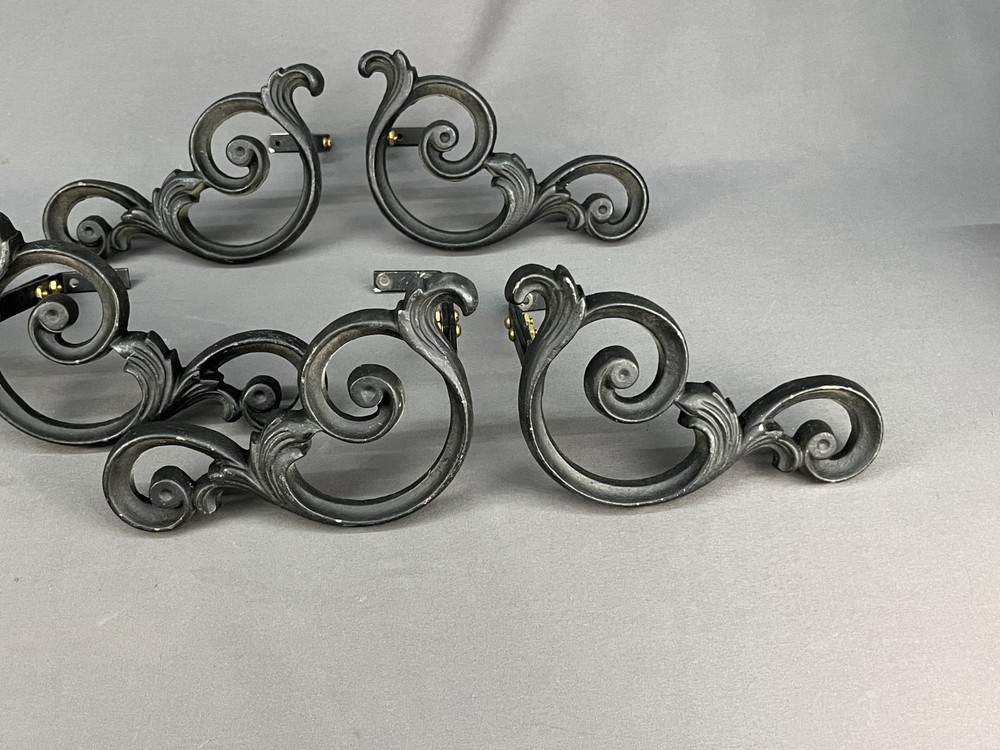 6 (3 Pairs) Cast Iron Scroll 7 3/4" Adjustable Drape Curtain Tie Hold Backs