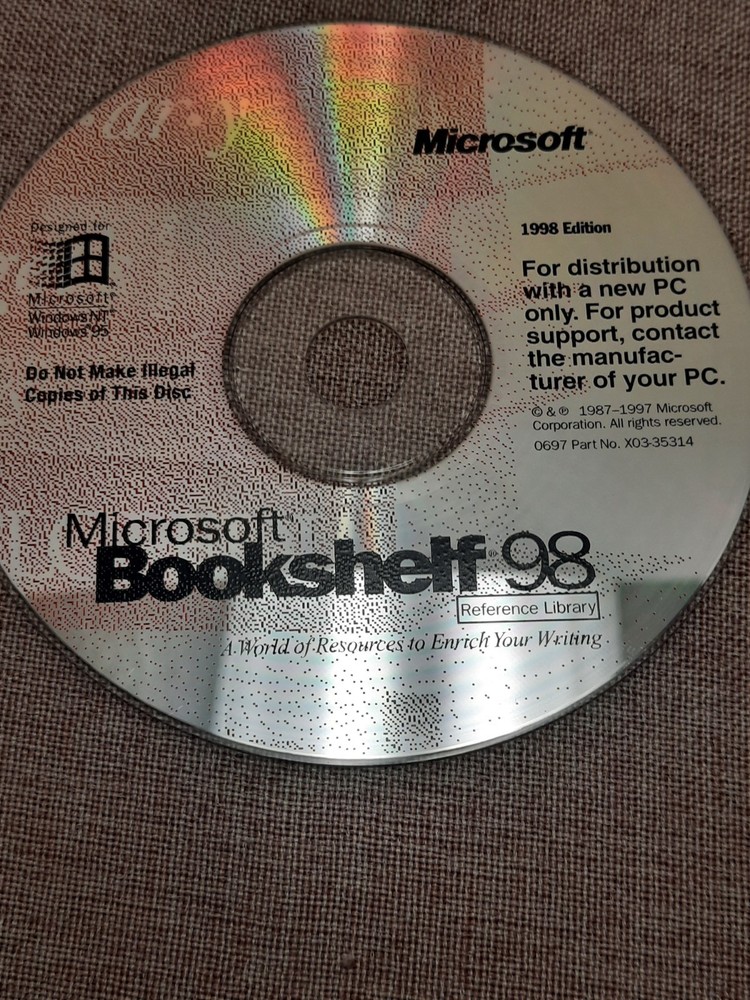 Microsoft Bookshelf 98 Reference Library PC Software CD Disc Only No Product Key