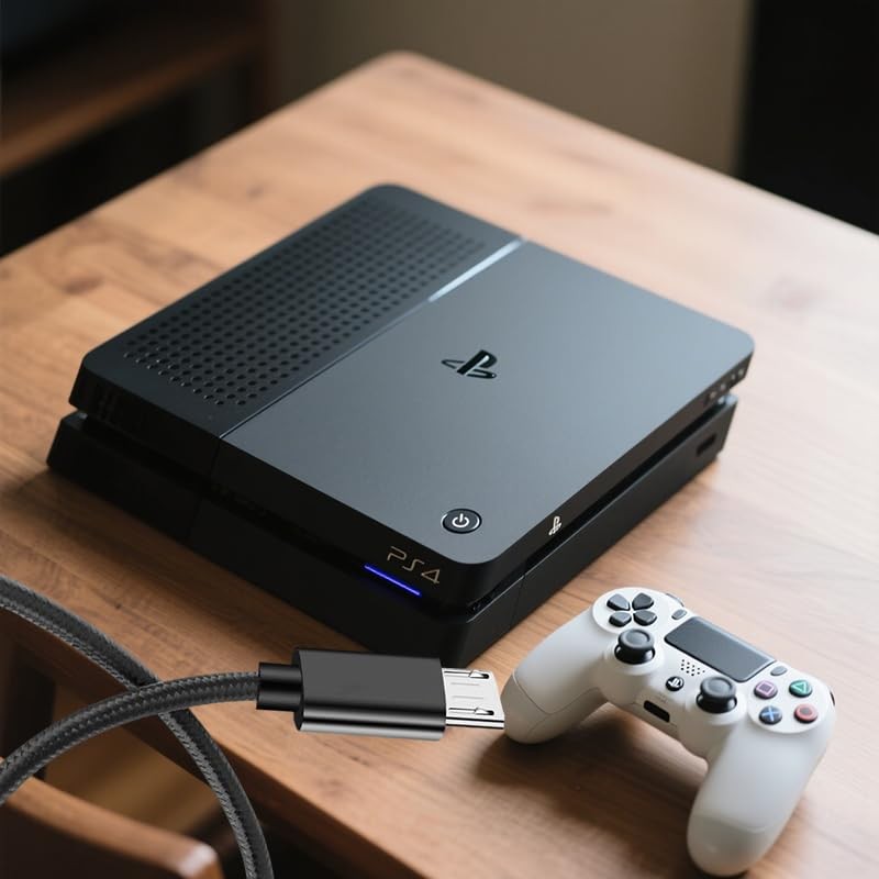 SZMXUCK 2 Pack 6.6FT PS4 Controller Charging Cable, Micro USB 6.6 feet, Black