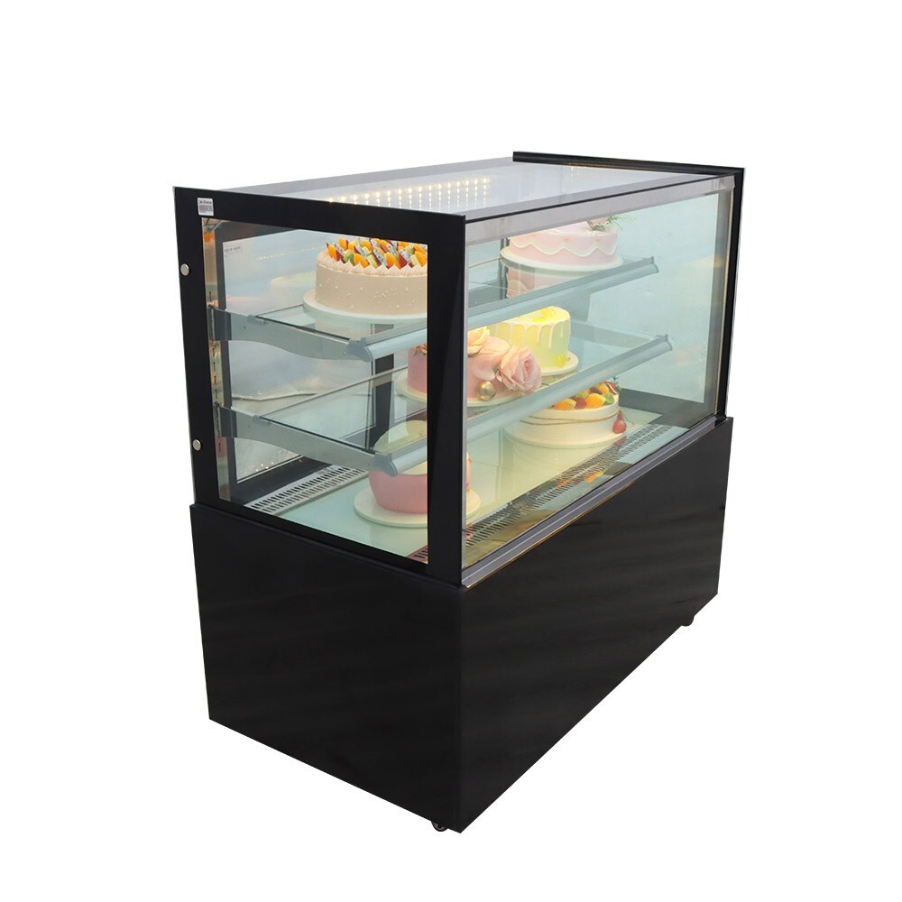 Right Angle Refrigerated Display Case Floor Type Bakery Showcase Adjust Rack220V