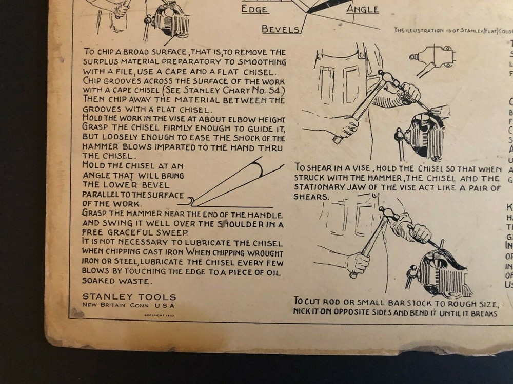 Vintage 1933 Stanley Tools Double Sided Pressboard Instructional Chart (10 / 14)