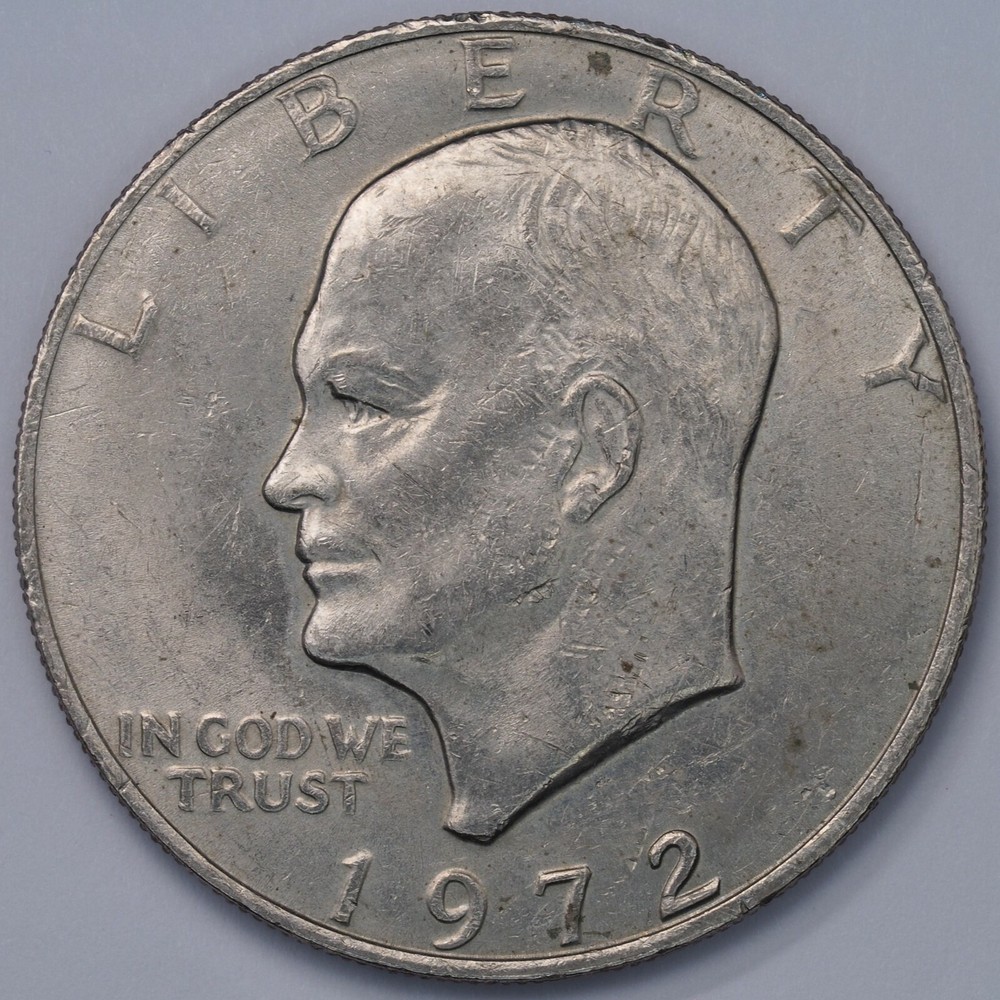 1972 👀🔵 Type 3 US Eisenhower Dollar $1 nice AU coin