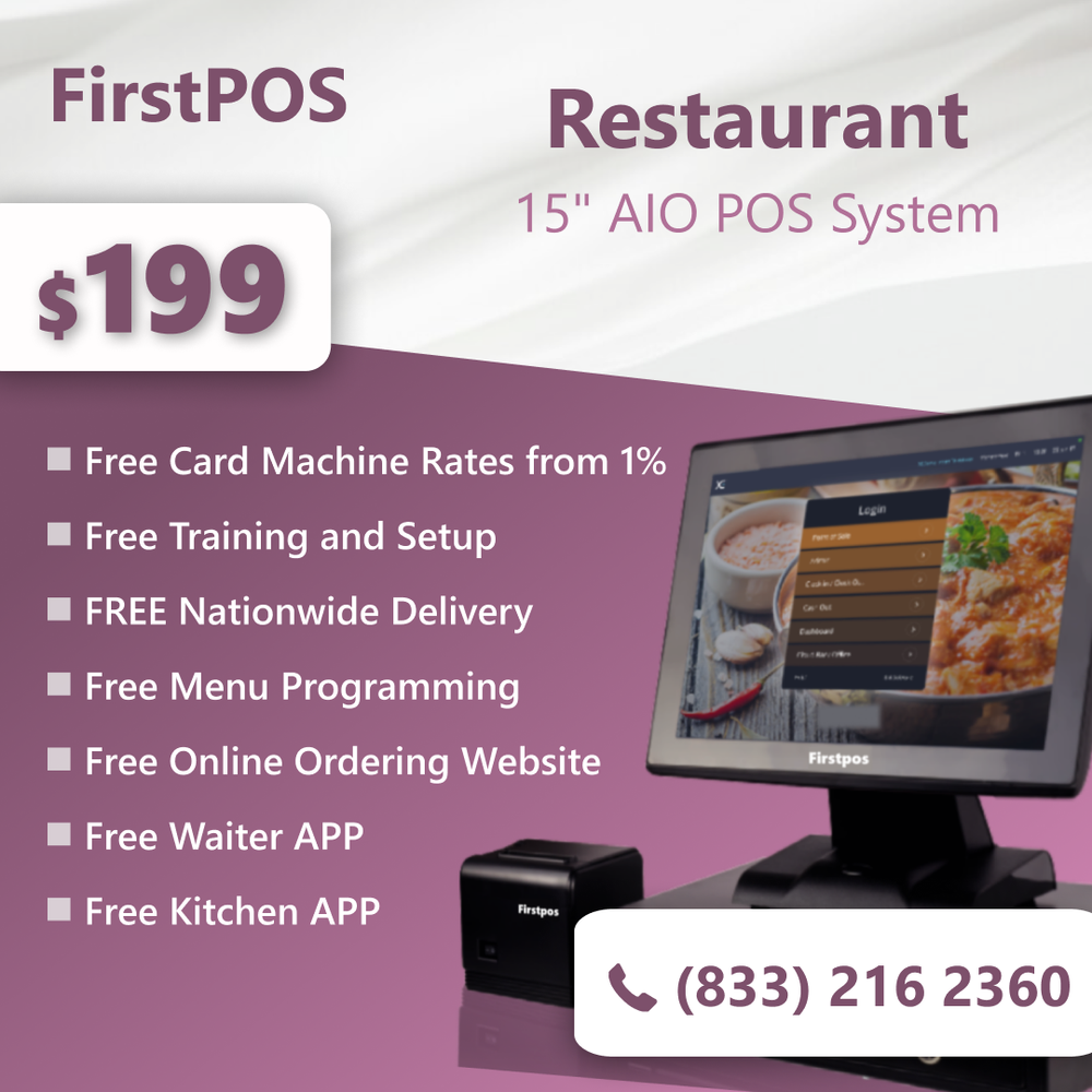 15'' Touchscreen POS Cash Register Till System Restaurant