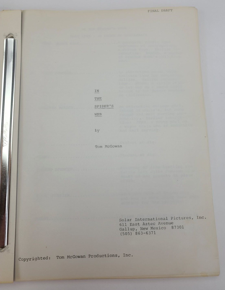 IN THE SPIDER'S WEB / Tom McGowan 1970's Unproduced Screenplay