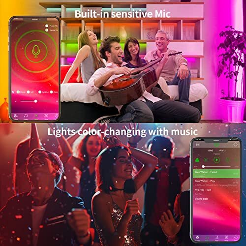 100ft Led Strip Lights RGB Music Sync Color Changing, Bluetooth Led 100FT