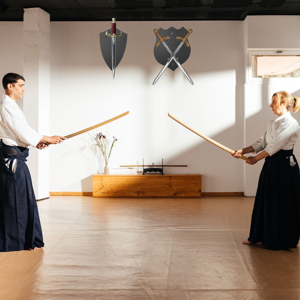 Sword Holder Wall Mount Sword Racks with Mounting Tools, Black(Double Sword)