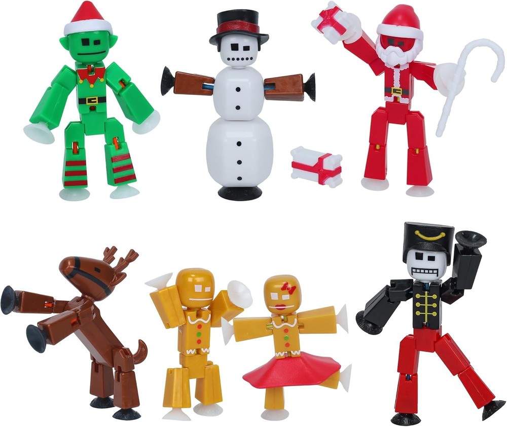 Zing StikBot Christmas Crew Pack - Includes 7 StikBots and 1 Set of...