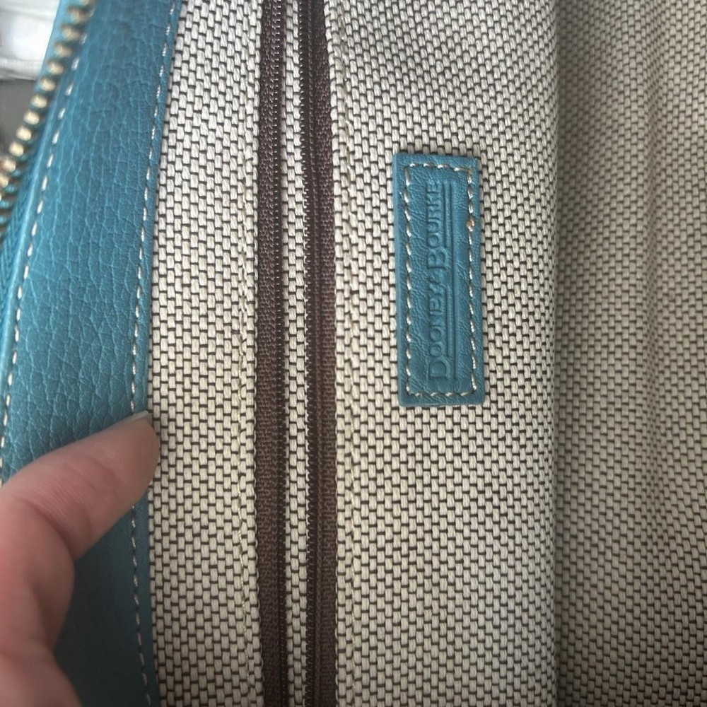 Authentic Dooney and Bourke Turquoise Canvas Shoulder Bag excellent condition