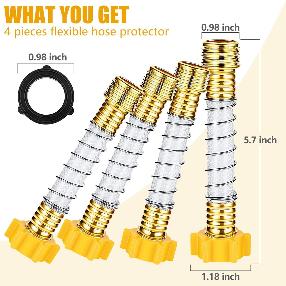 Garden Hose Protector, Flexible Extension Adapter Solid White, Yellow