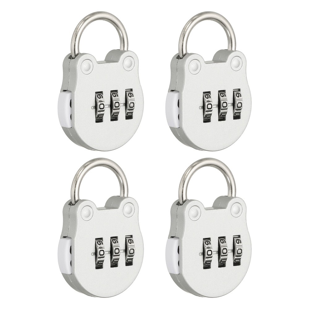 Combination Padlock (Small, Silver)(4 Pcs),Cat Shackle Code Locks