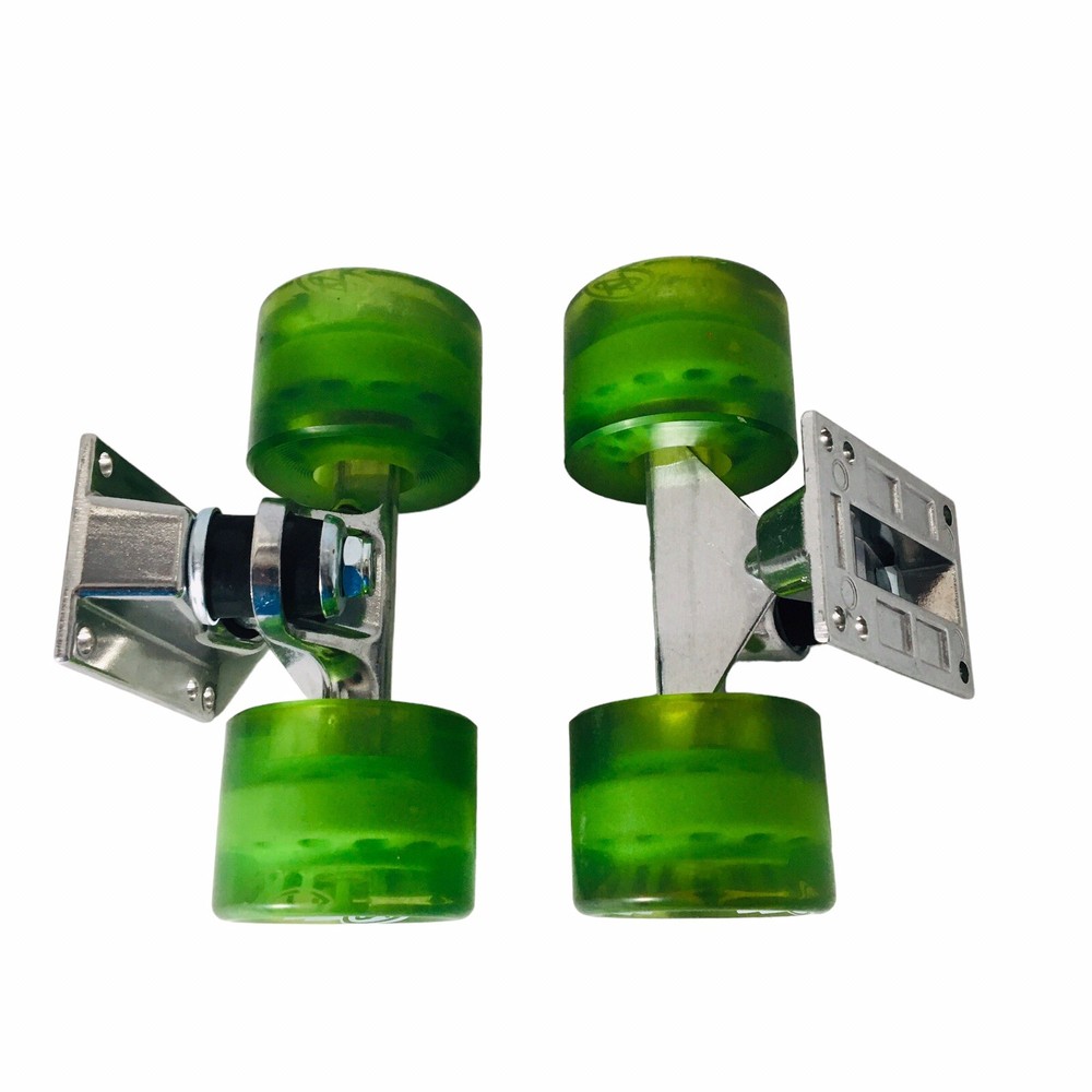 Skateboard Wheels Green Translucent w/Baseplate & Hardware
