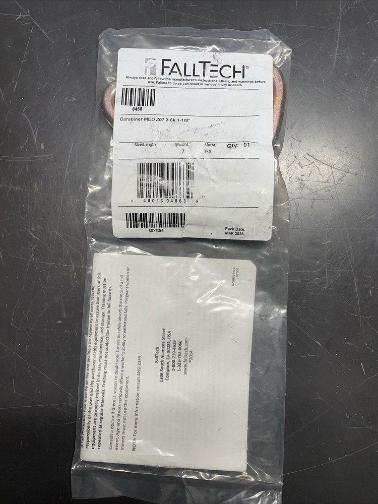 FallTech 8450 Self-Locking Carabiner; Medium Steel