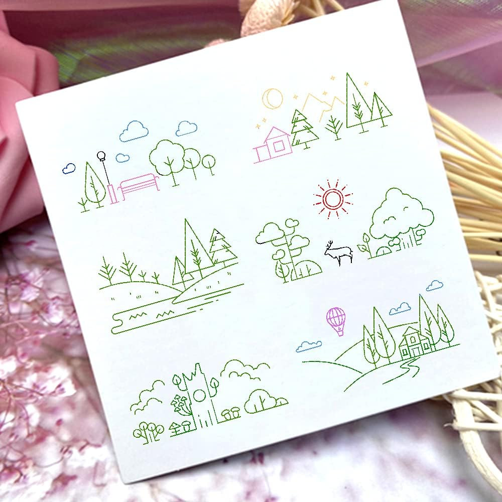 Creative Line Drawing Cute Scene Patterns Clear Stamps for Card Making Decoratio