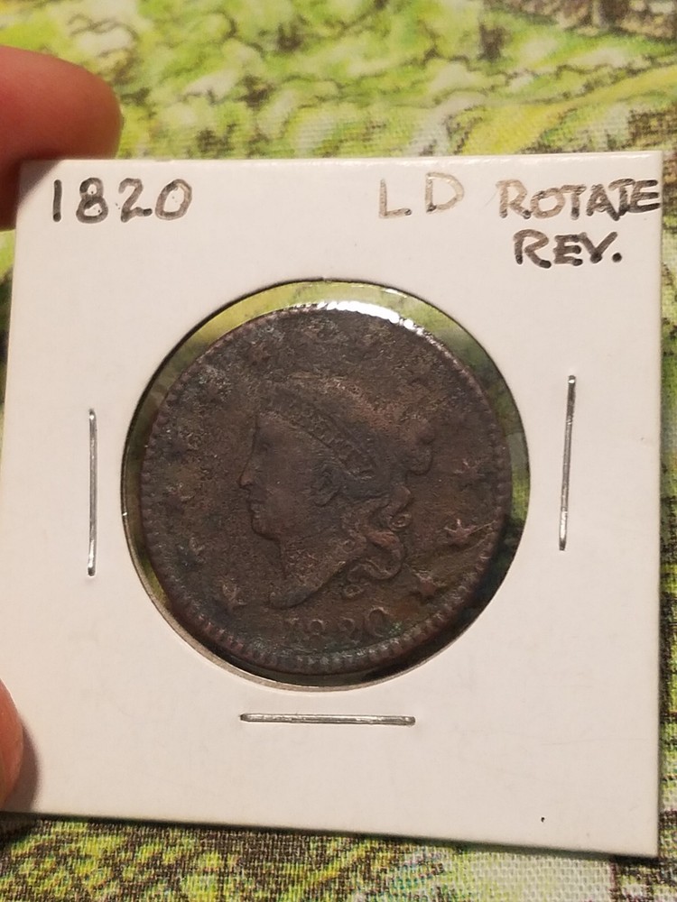 1820 Large Cent Large Date Rotated Reverse VG