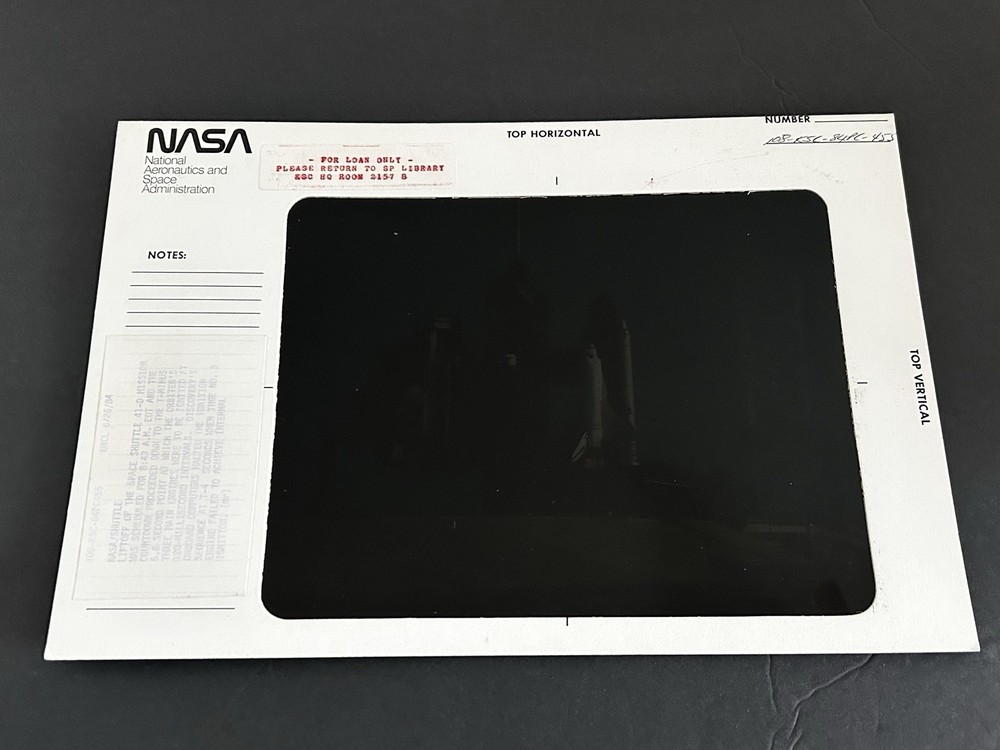 1984 NASA KSC Shuttle Discovery 41-D Mission Launchpad Presentation Transparency