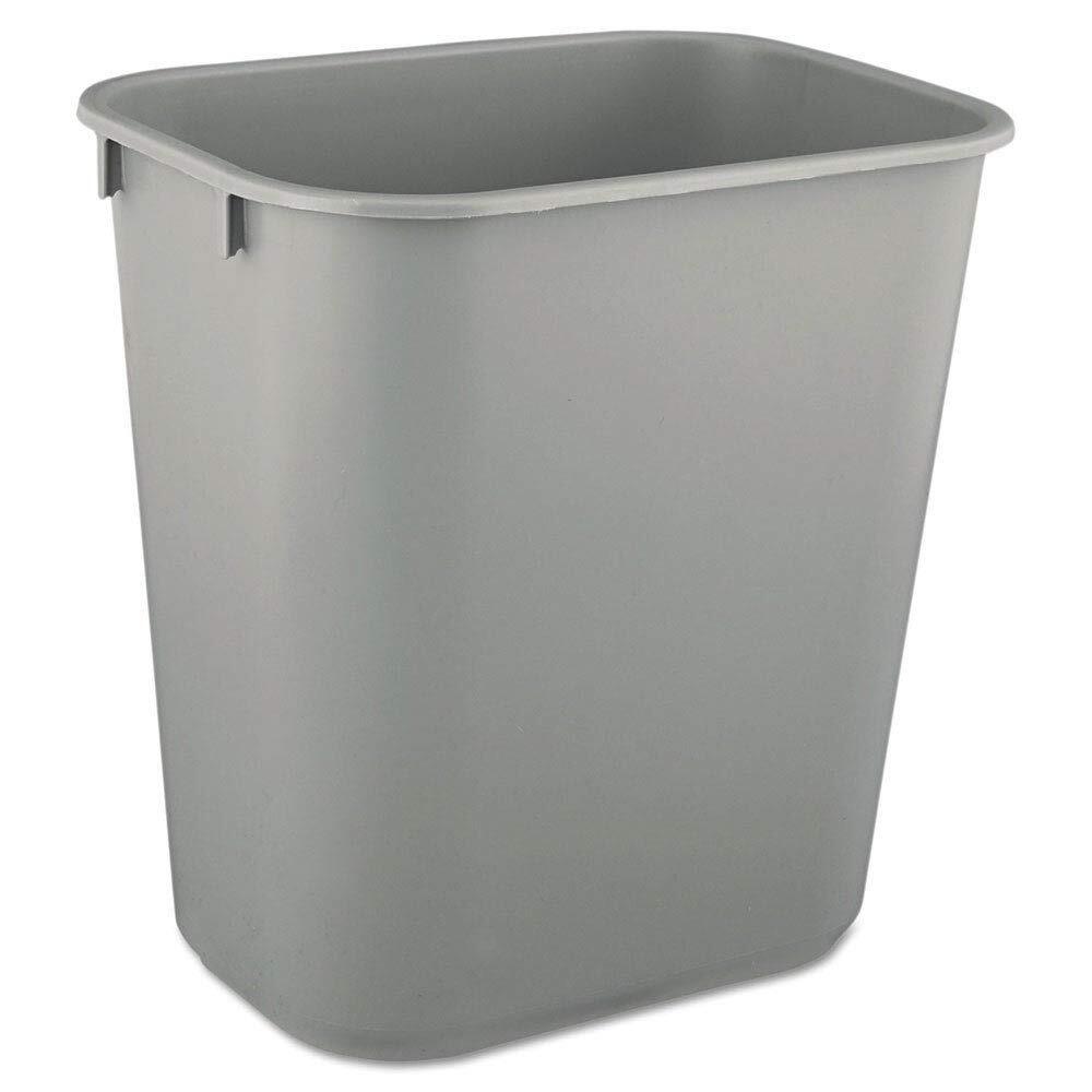 Rubbermaid 2955GRA Deskside Plastic Wastebasket, Rectangular, 3 1/2 gal, Gray