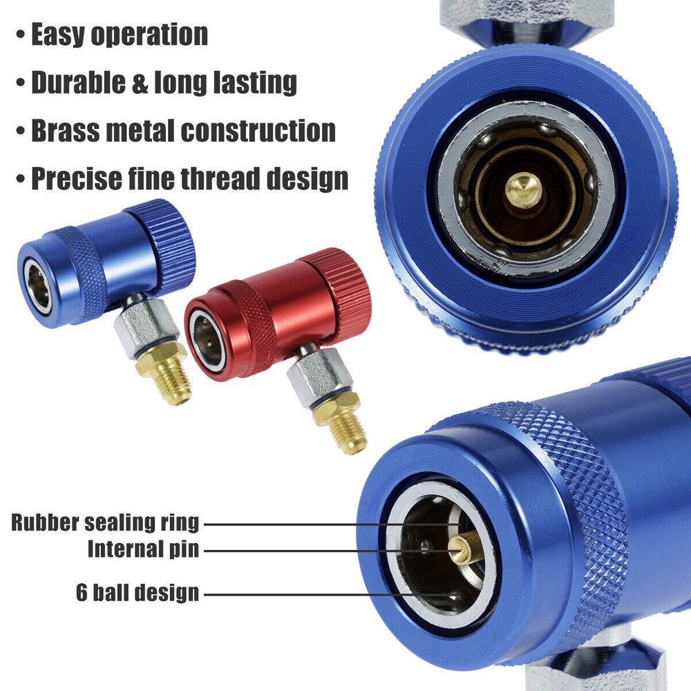 NEW AC High/Low Side Kit R134a/R1234yf Quick Connector Adapter Fitting Coupler