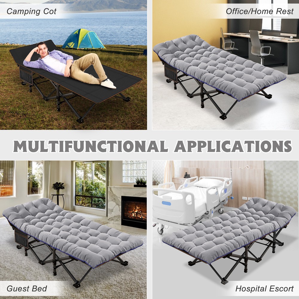 NAIZEA XXL Folding Cot Support 900LBS, Heavy Duty Sleeping Cots Camping Bed