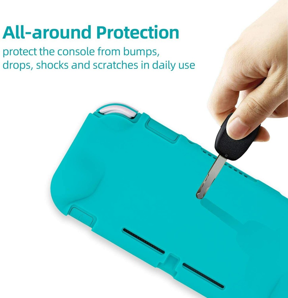 For Nintendo Switch Lite Green Shell Protective Case + 4 X Thumb Grip Caps