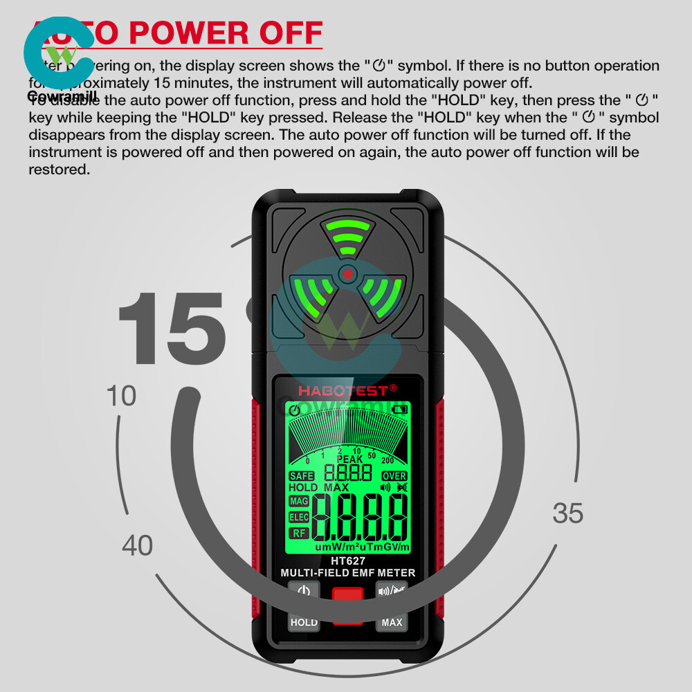 HT627 EMF Meter Electromagnetic Field Radiation Detector Radio Frequency Meter