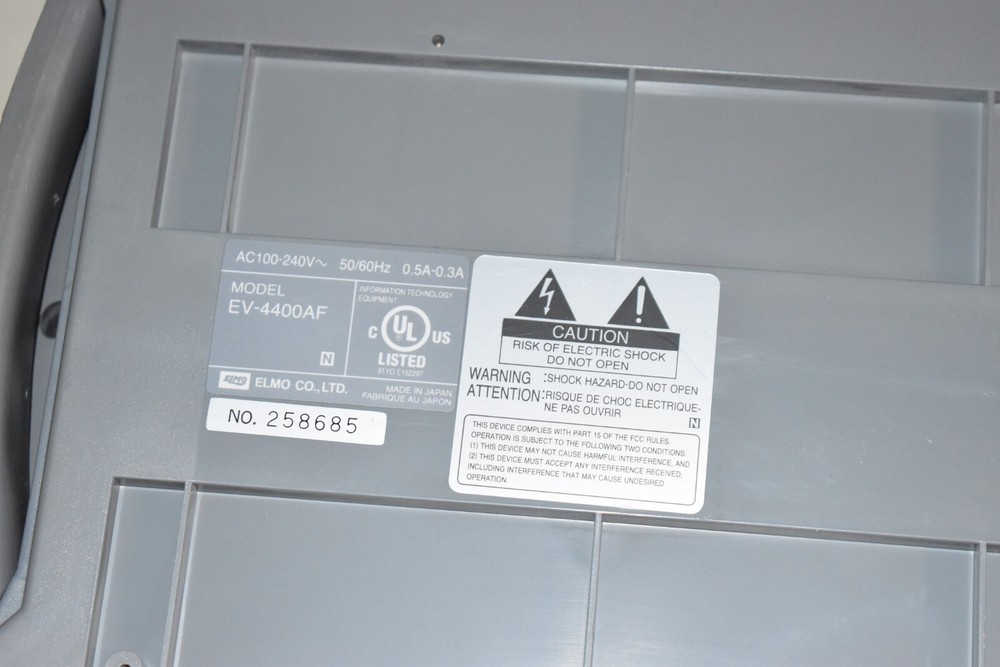 Elmo EV-4400AF Visual Presenter Zoom Overhead Document Camera BROKEN NOT WORKING