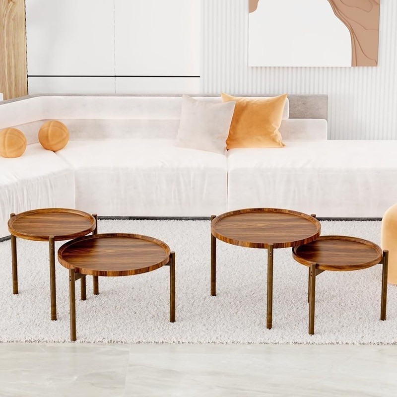 Nesting Coffee Tables Set of 2 Space Saving Modern End Tables Easy Assembly New