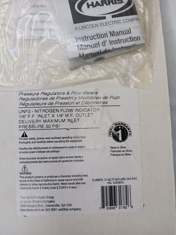 Harris Model 31 Nitrogen-Purging Flowmeter 5400855