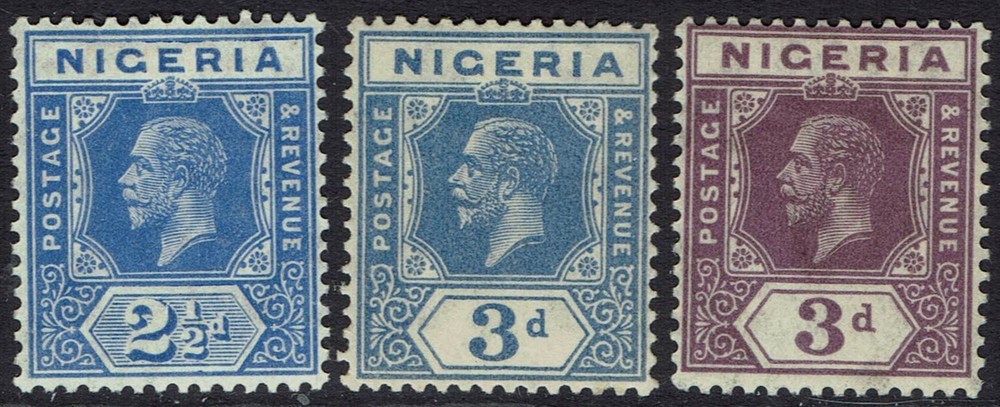 NIGERIA 1921 KGV 2½D - 3D WMK MULTI SCRIPT CA
