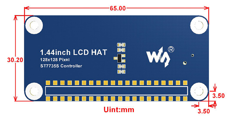 Waveshare 1.44inch LCD Display HAT for Raspberry Pi 128x128 Pixels SPI Interface