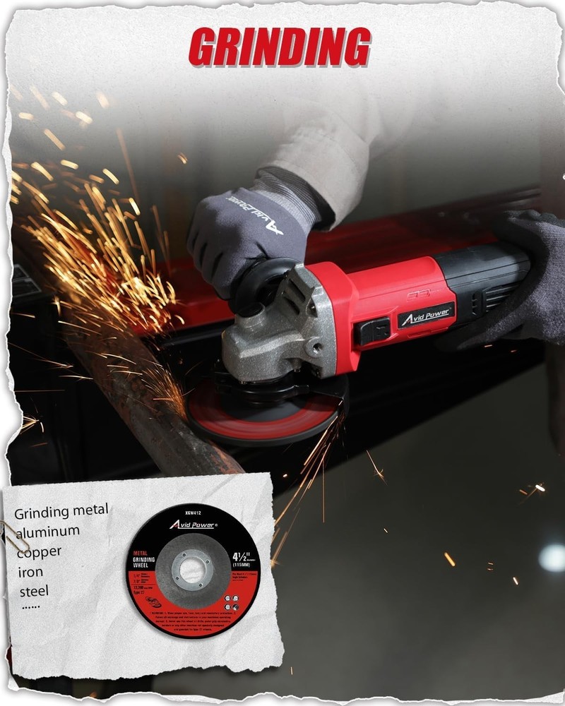 Heavy-Duty 4-1/2" Electric Grinder - Red=