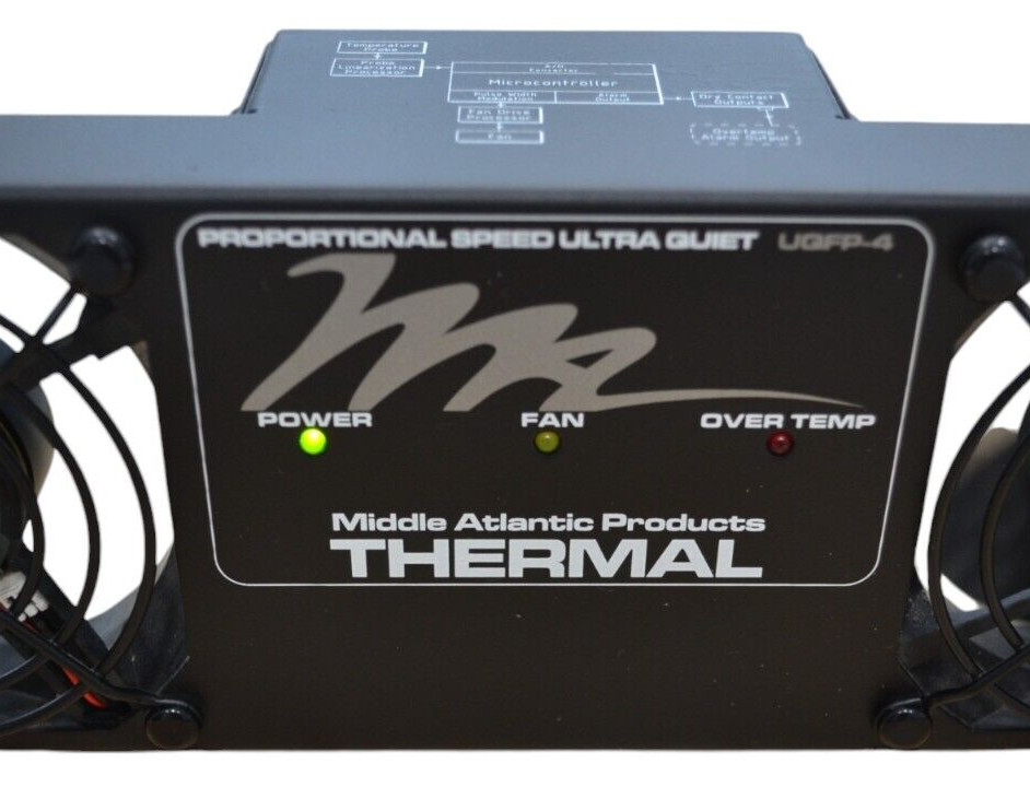 Middle Atlantic UQFP 4RT Quiet 4 Fan Panel With Thermistor Rack Cooling System