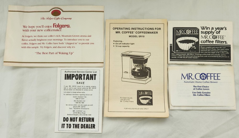 MR. COFFEE SR. 10-Cup Compact Automatic Brewing System SR-10 Box & Manual TESTED