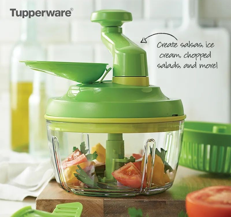 Tupperware Quick Chef Pro System Manual Food Processor Chopper Green