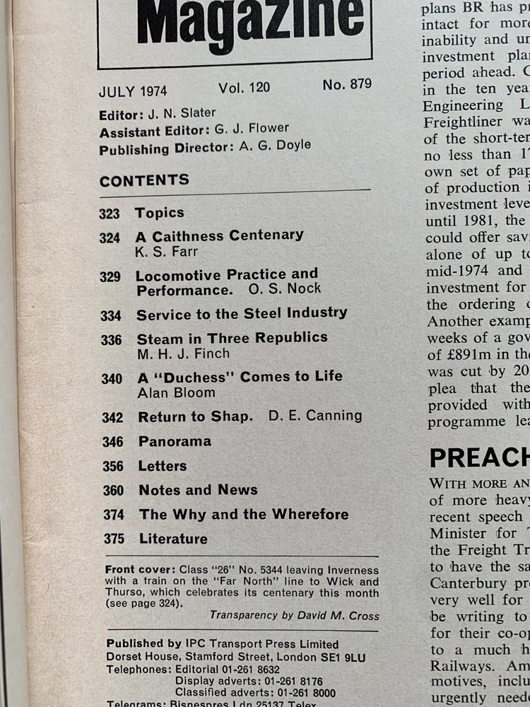 The Railway Magazine - 1974 - 9 issues