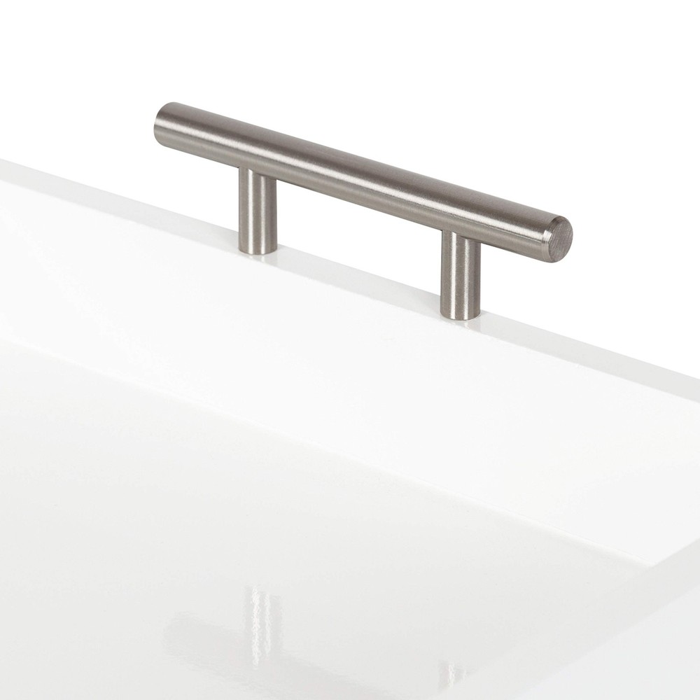 Lipton Modern Rectangular Tray, 16.5 x 12.25, White and Silver, Decorative Ac...