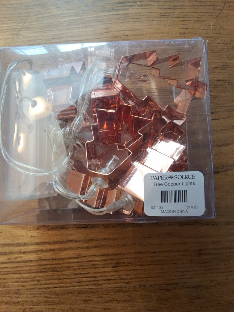 Copper Christmas Tree Cookie Cutter String Lights Paper Source NEW
