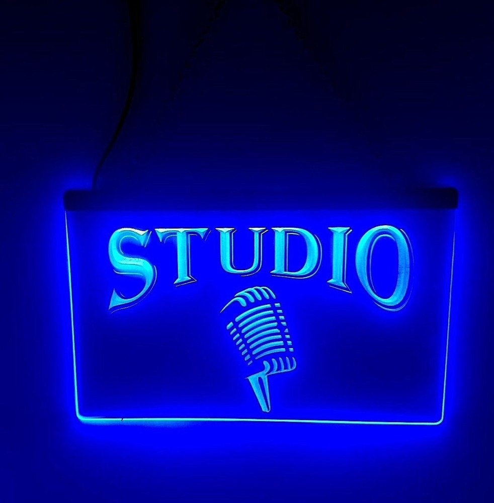 Studio LED Sign with Classic Microphone – Recording Studio Light