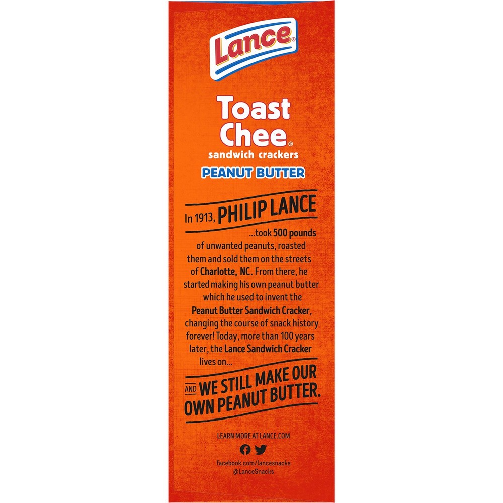 Lance Sandwich Crackers, ToastChee Peanut Butter, 8 Ct Box