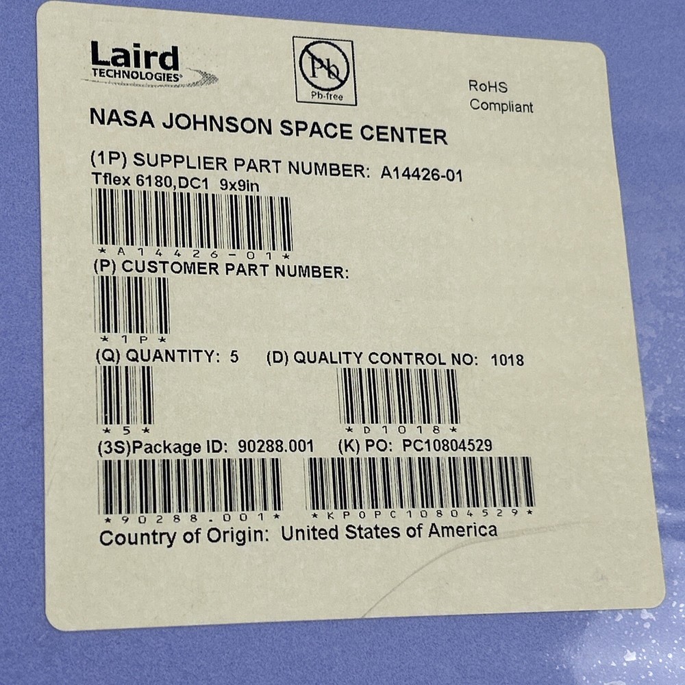 Laird Technologies Thermal Interface Pad Tflex 6180,DC1 9" x 9" A14426-01 5 pack