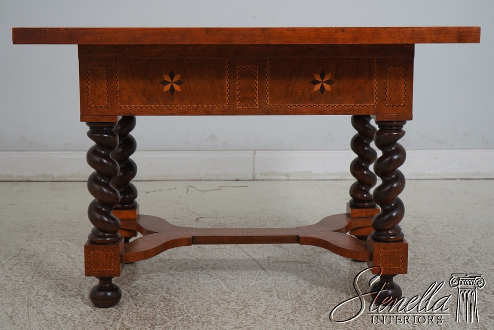 L67487: BAKER Highly Inlaid 1 Drawer Continental Library Table Desk