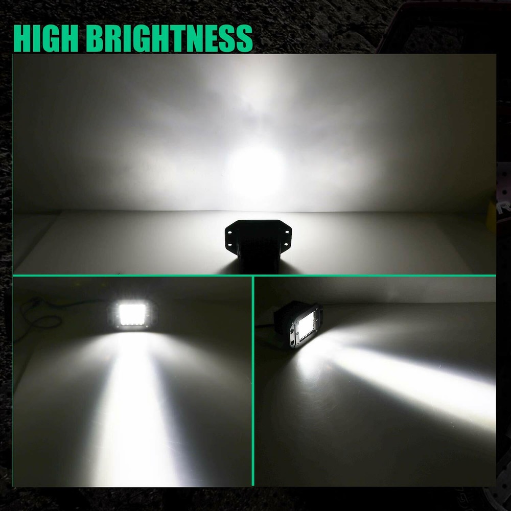 Pair 5" Flush Mount LED Work Light Bar Rear Bumper Reverse Pods Driving 4-Row