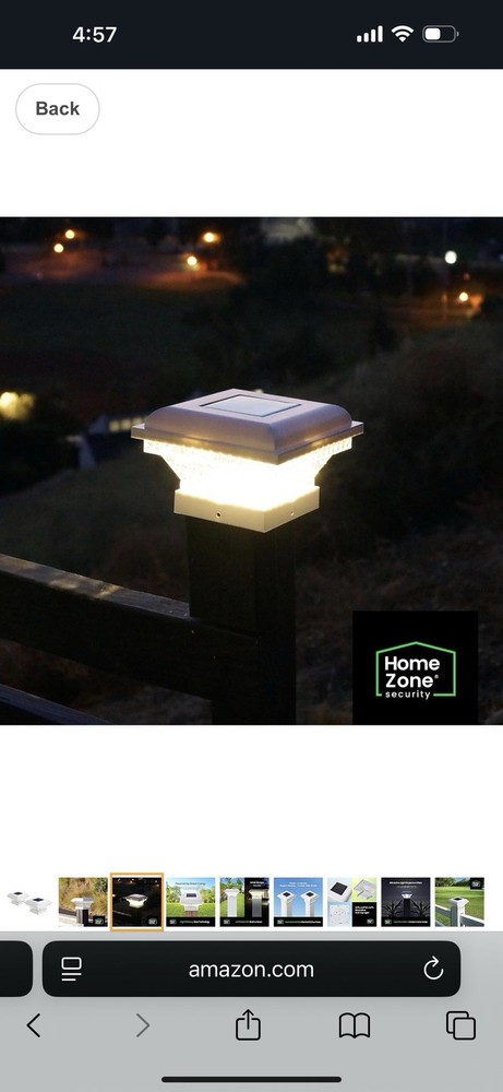 Home Zone Security Decorative Outdoor Solar Post Lights White 2 Set